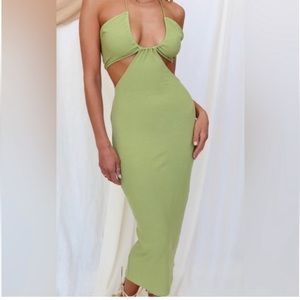 12th Tribe - Paradise Kiwi Cutout Maxi Dress, size small.